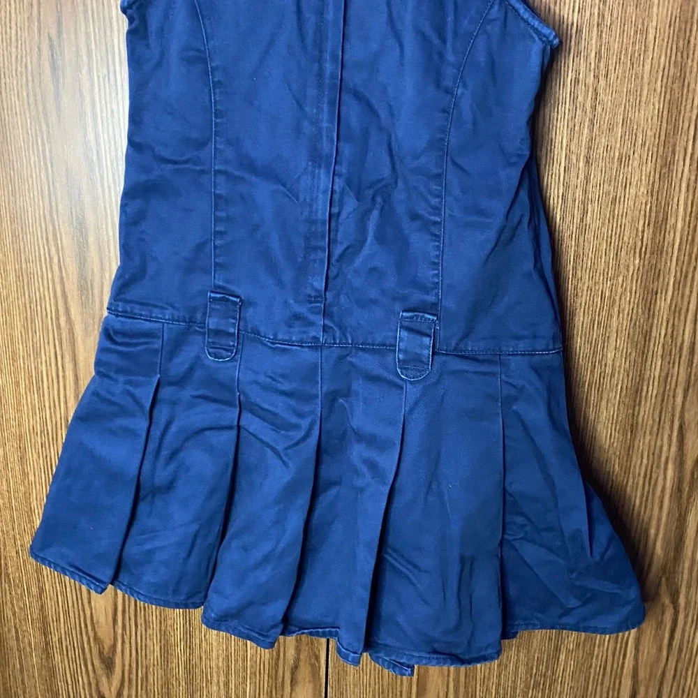 Gymboree Pleated Jumper Dress Kids Size 7 Navy Blue Uniform Sleeveless Cotton